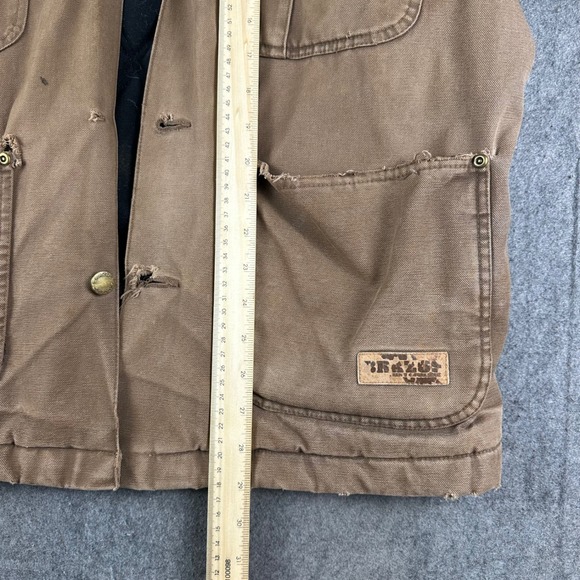 Canvas Barn Chore Jacket Quilt Lined Brown Work Thrash Distress Small OVERSIZED - Picture 16 of 16